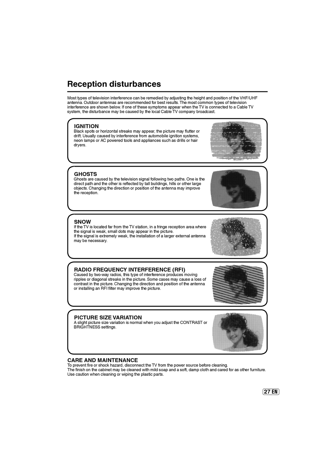 Sansui SLED5000 owner manual Reception disturbances, Ignition 