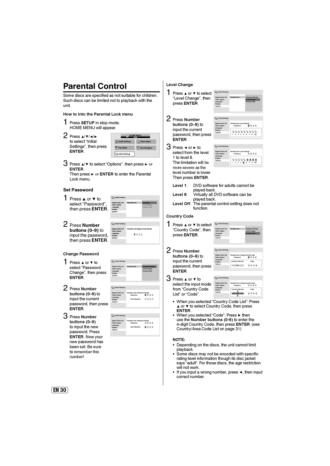 Sansui SLEDVD197 owner manual Parental Control, Set Password 