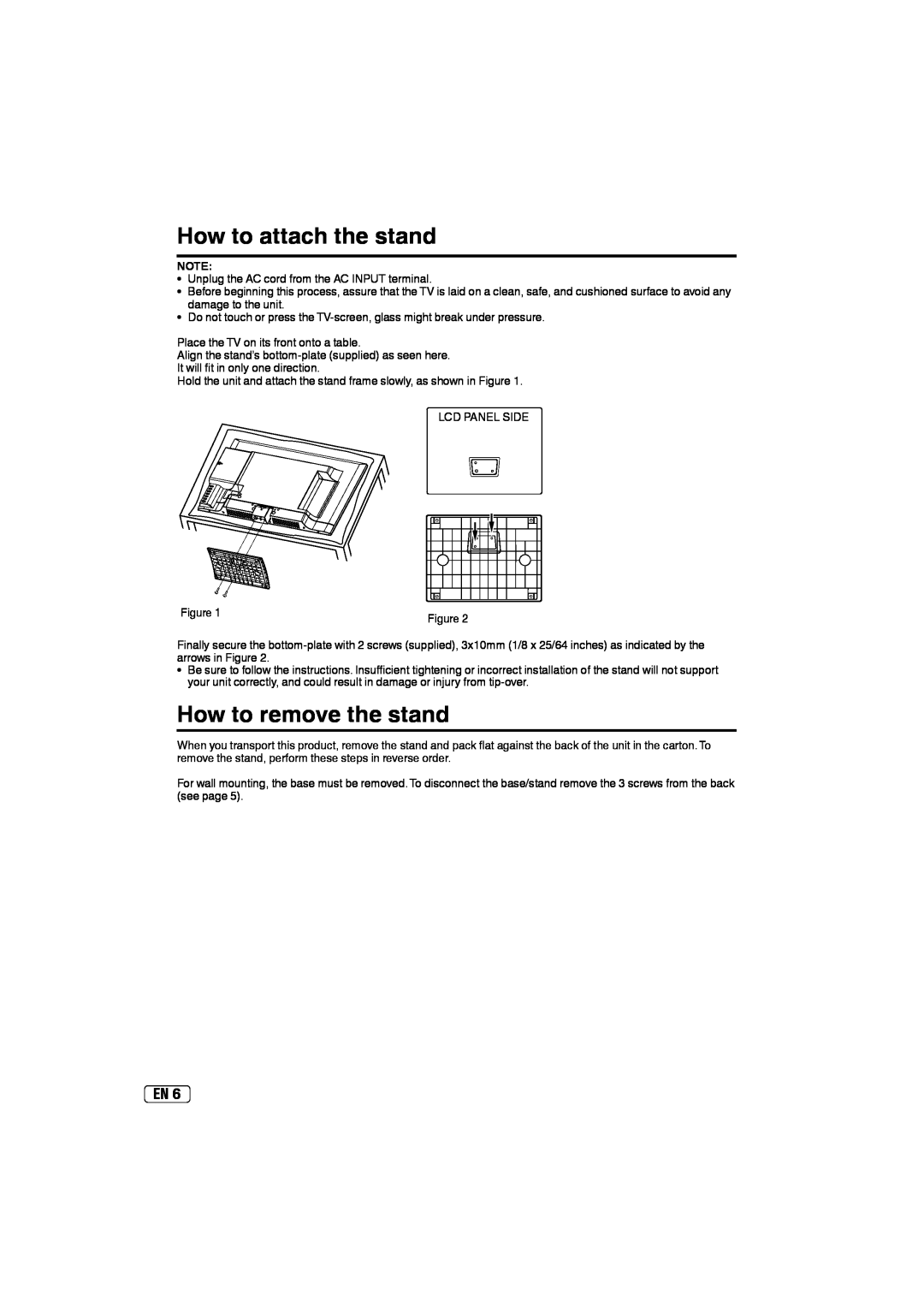 Sansui SLEDVD197 owner manual How to attach the stand, How to remove the stand 