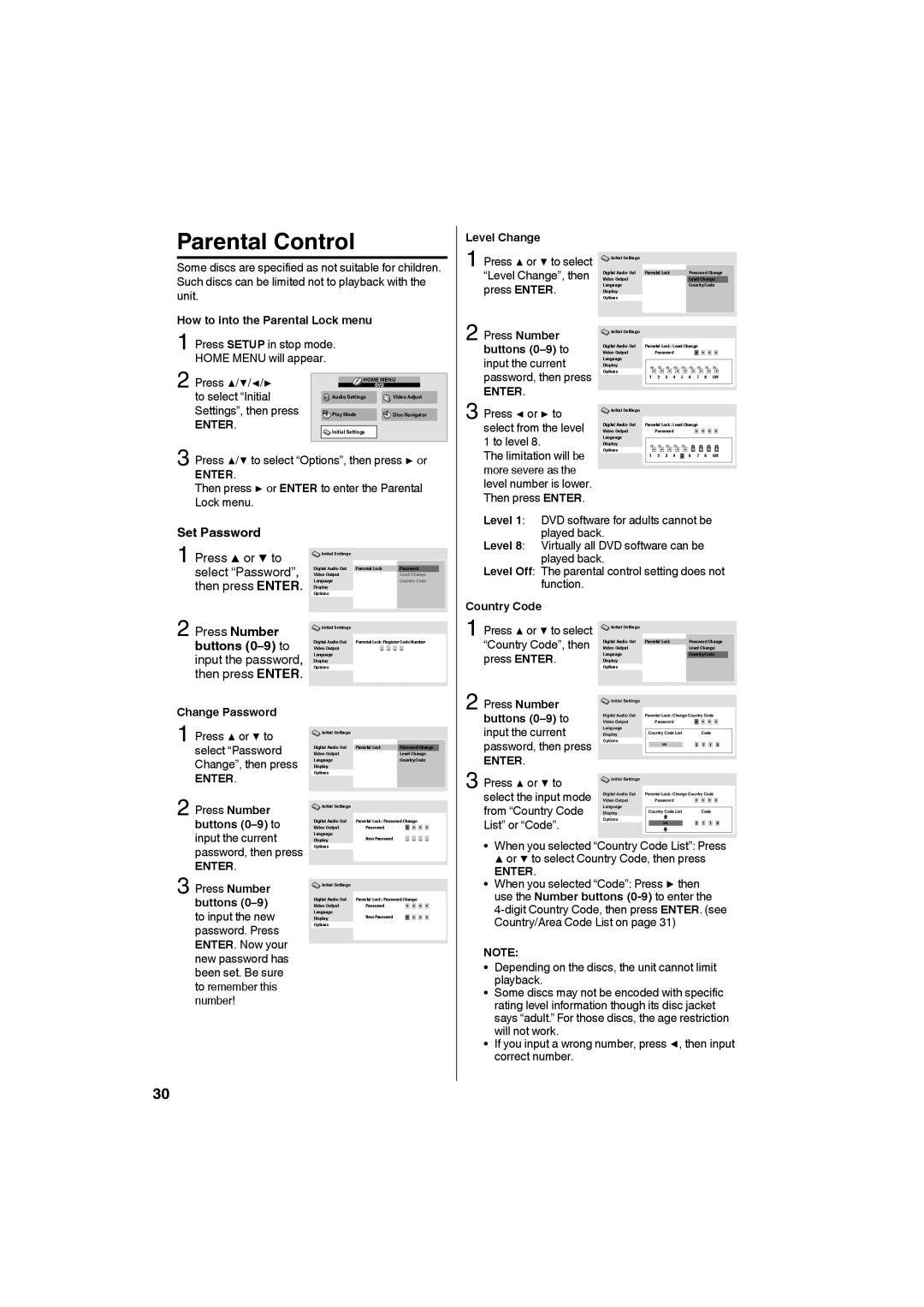 Sansui SLEDVD226 owner manual Parental Control, Set Password 