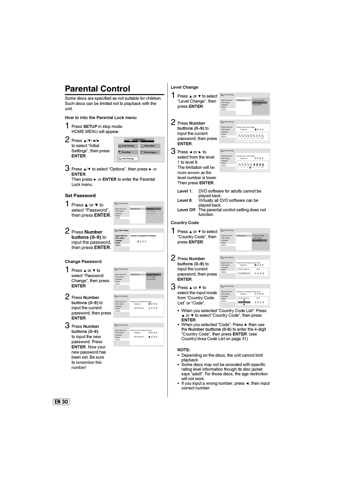 Sansui SLEDVD249 owner manual Parental Control, Set Password 