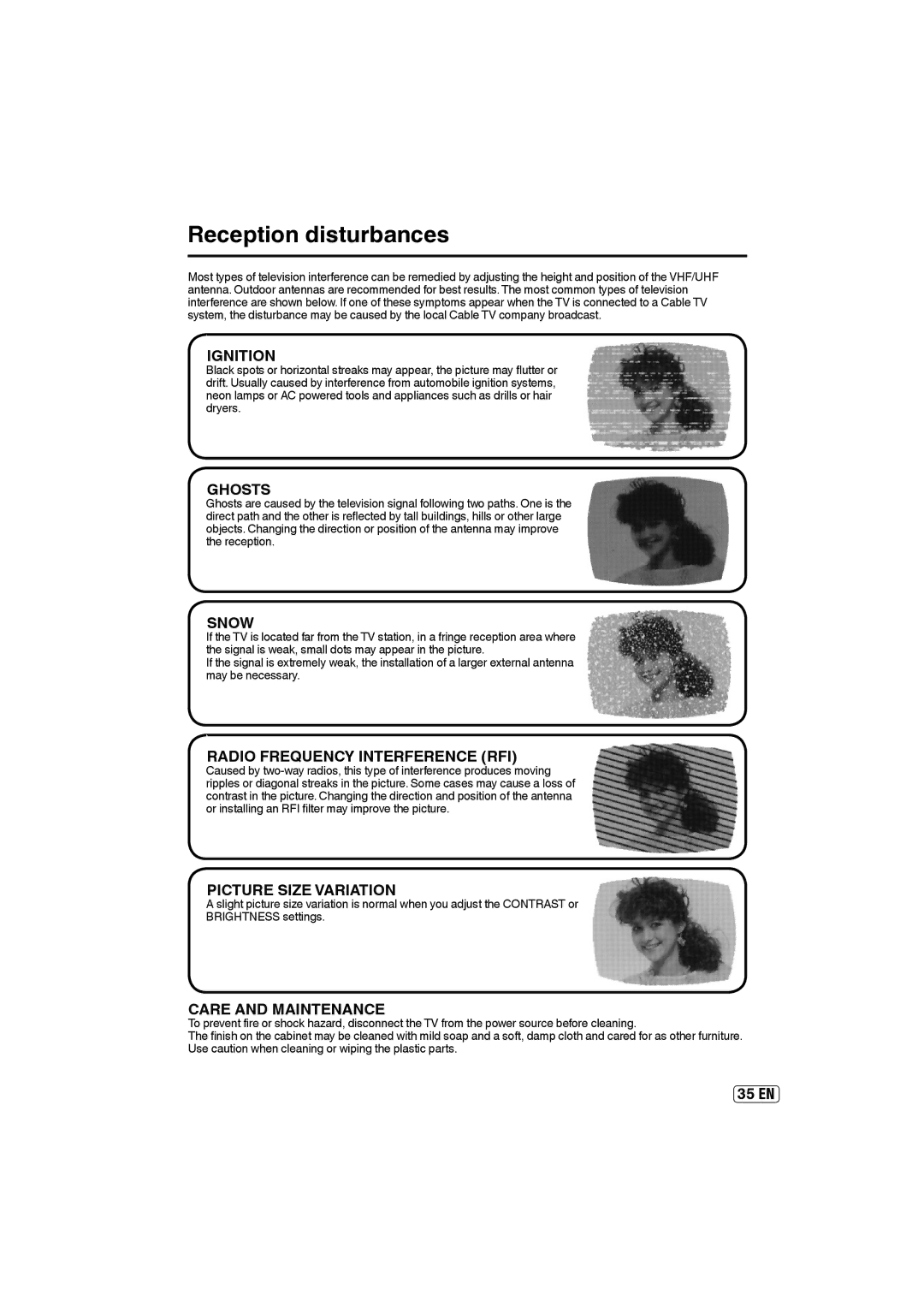 Sansui SLEDVD249 owner manual Reception disturbances, Ignition 