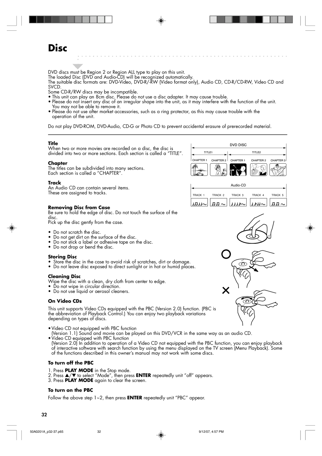 Sansui TV19PL120DVD instruction manual Disc, Track 