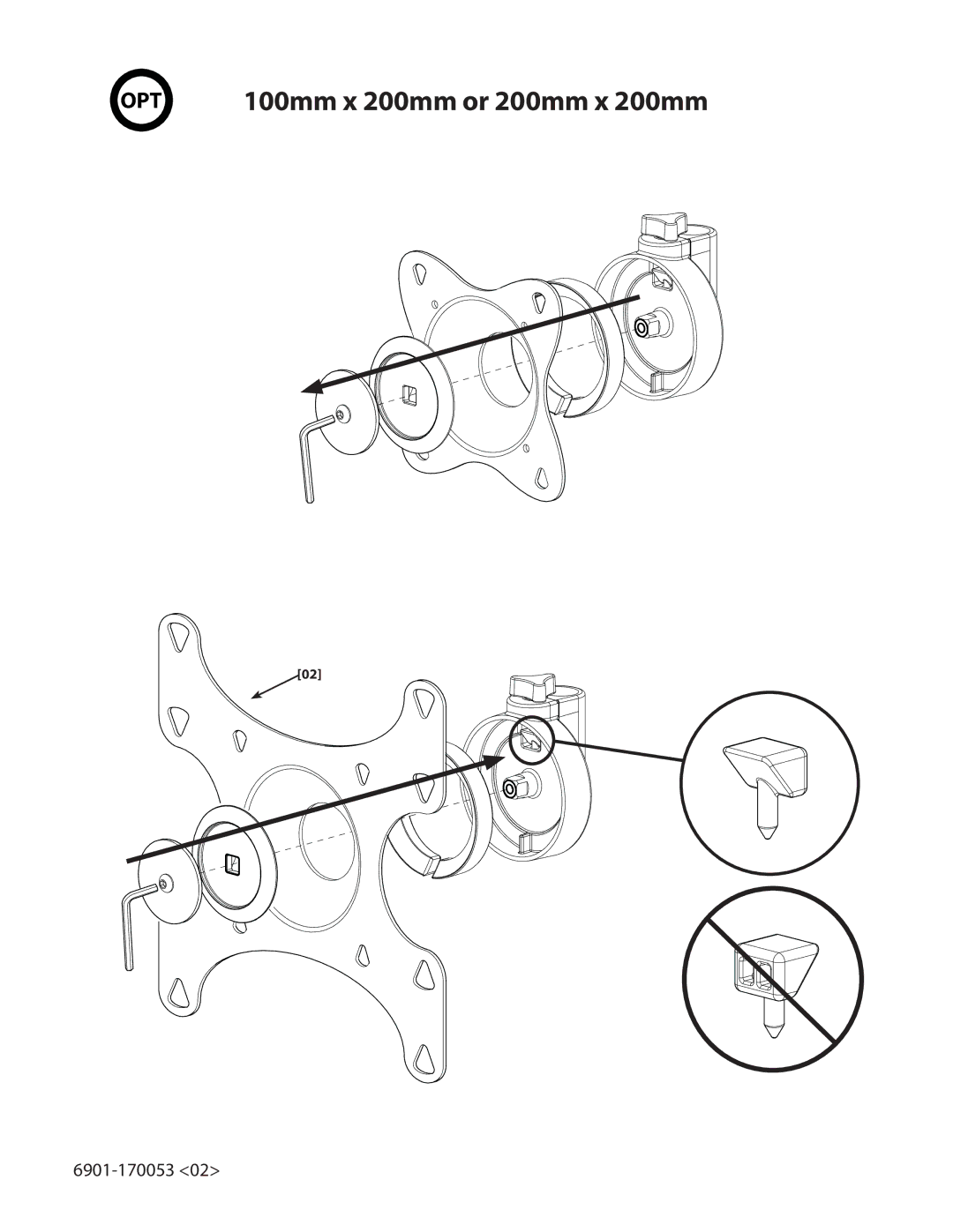 Sanus Systems 6901-170053 important safety instructions 100mm x 200mm or 200mm x 200mm 