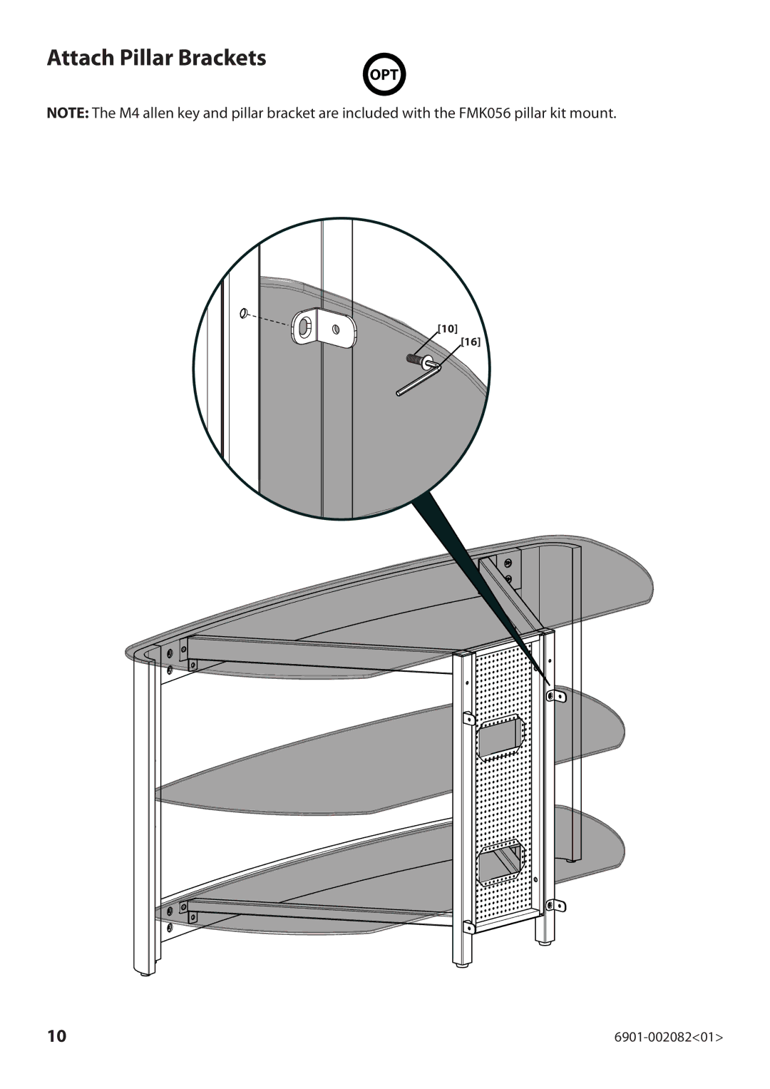 Sanus Systems BFAV344 manual Attach Pillar Brackets 