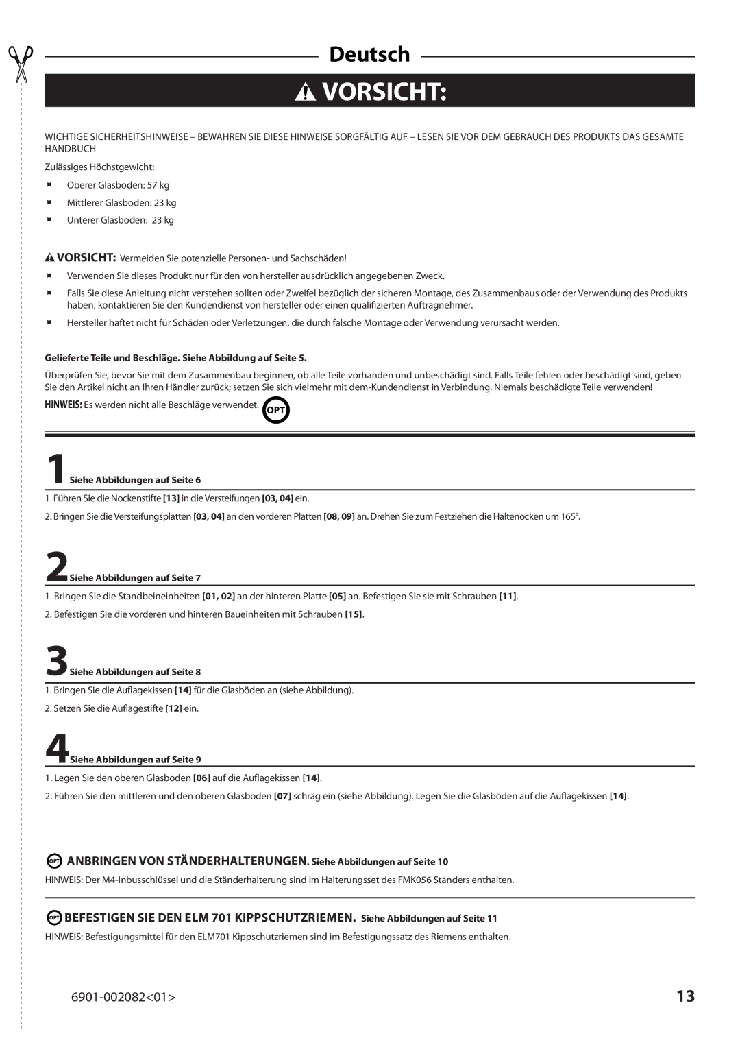 Sanus Systems BFAV344 manual Vorsicht 