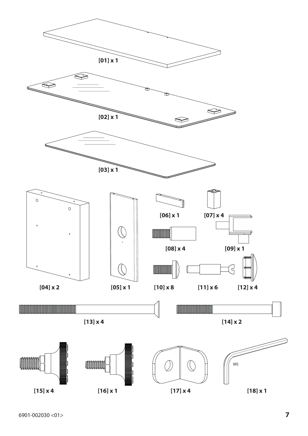 Sanus Systems BFV145 manual 01 x 02 x 03 x 06 x 07 x 08 x 