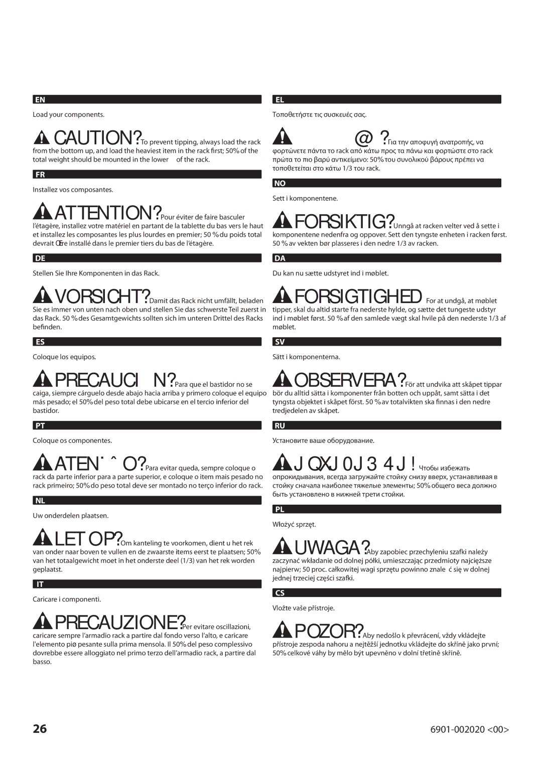 Sanus Systems CFR127, CFR115 manual 6901-002020 