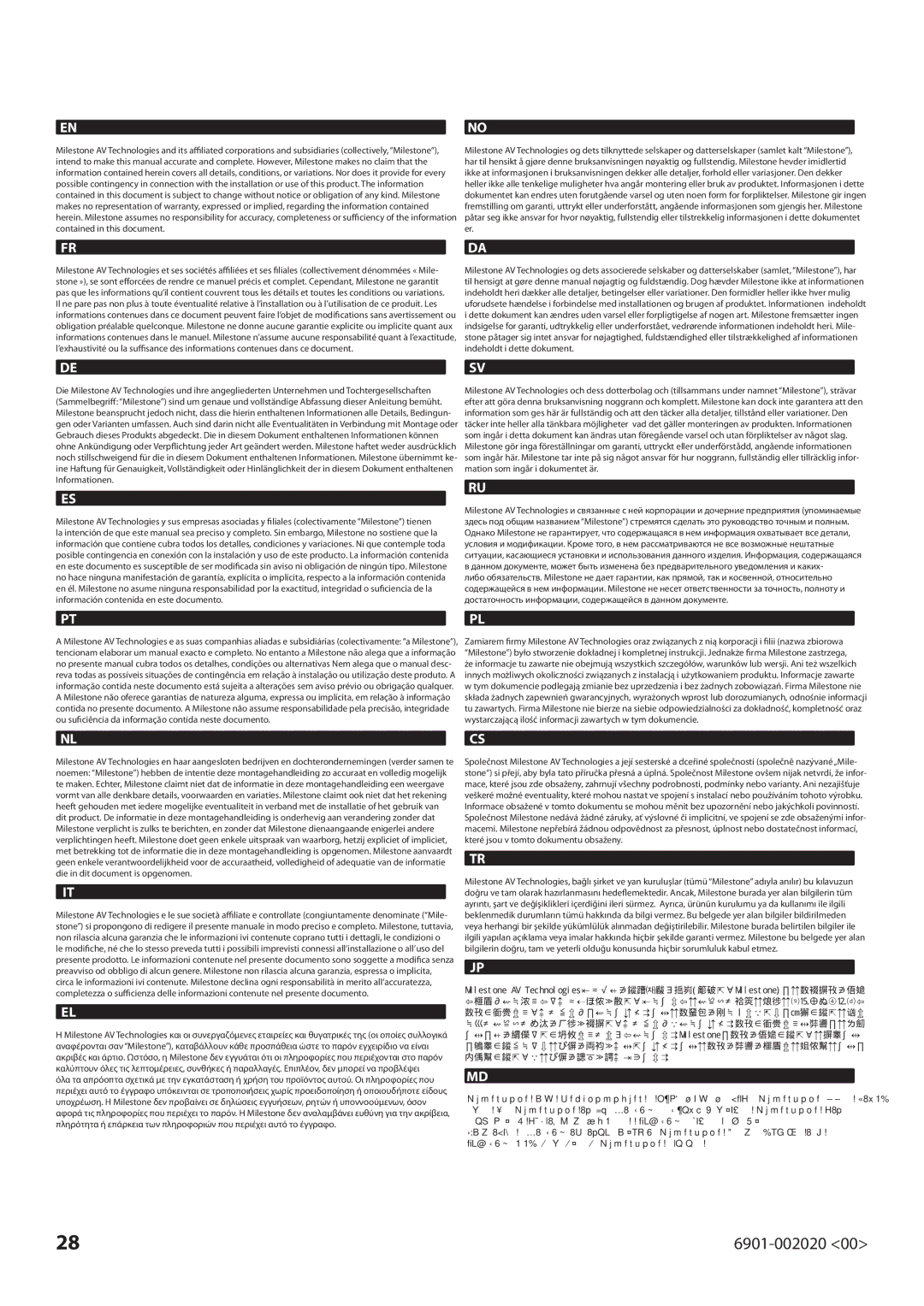 Sanus Systems CFR127, CFR115 manual 6901-002020 