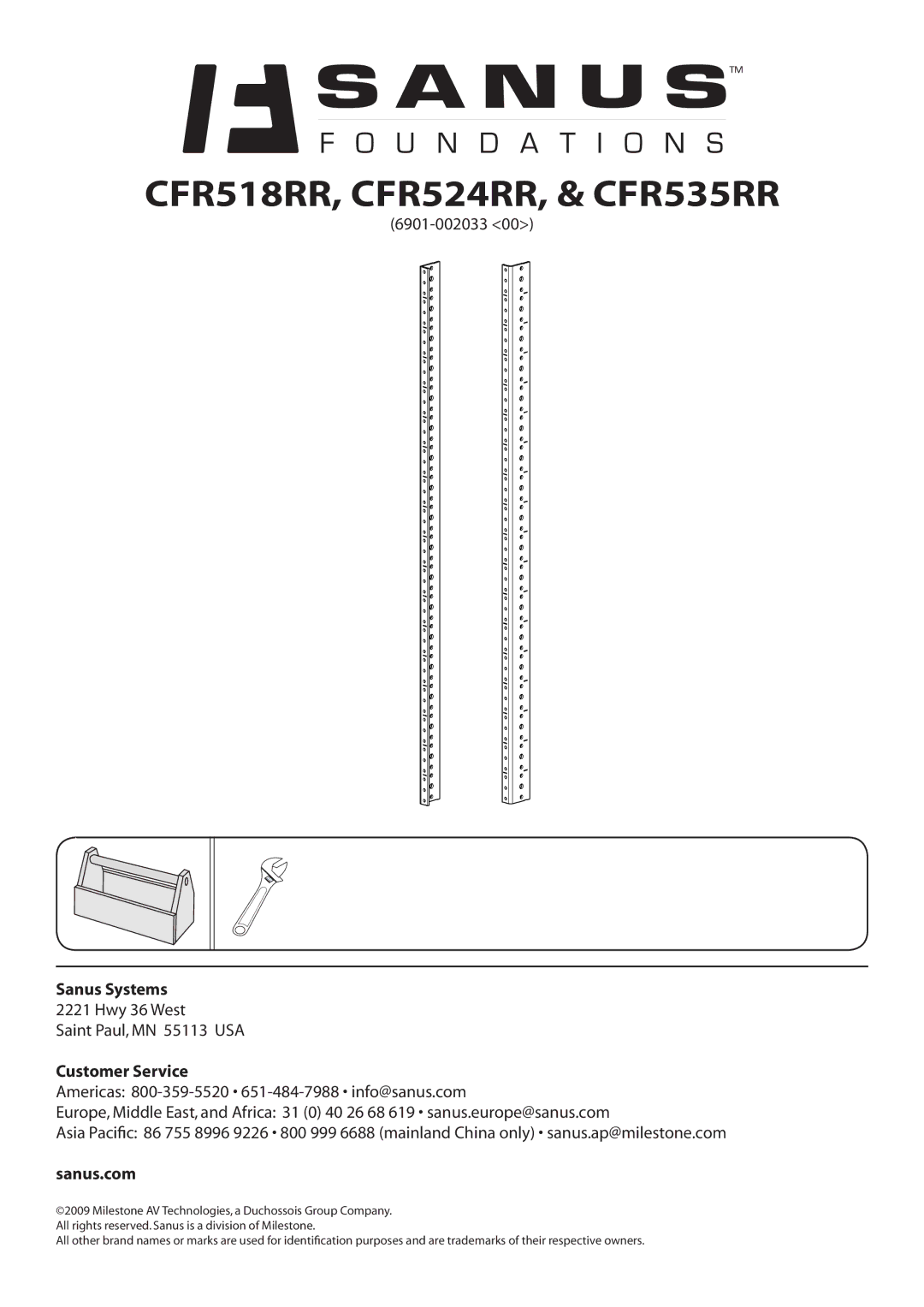 Sanus Systems manual CFR518RR, CFR524RR, & CFR535RR 