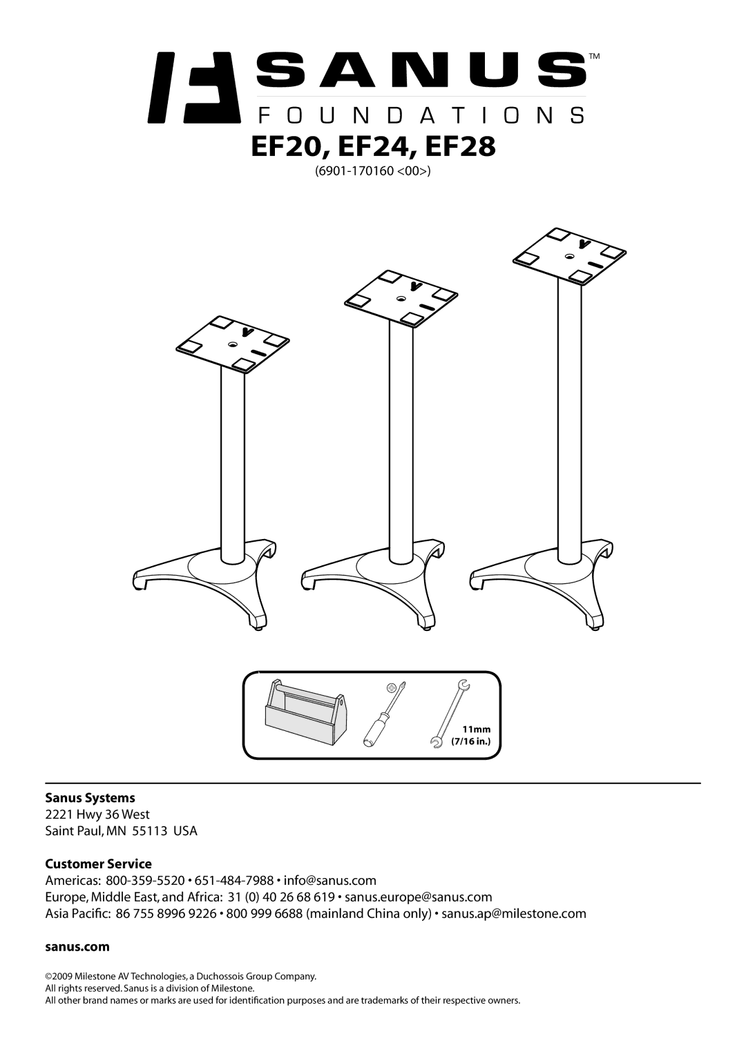 Sanus Systems manual EF20, EF24, EF28 