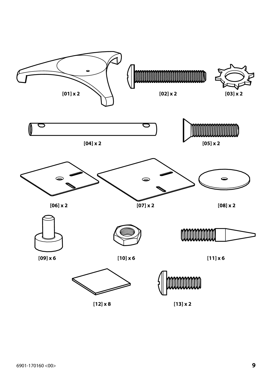 Sanus Systems EF24, EF20, EF28 manual 01 x 02 x 