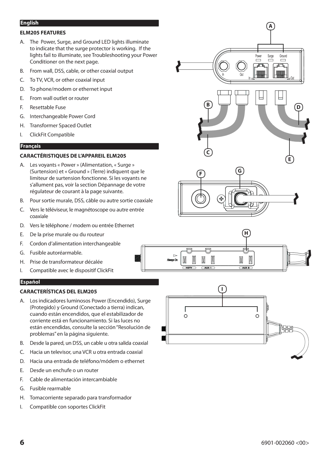 Sanus Systems manual ELM205 Features 