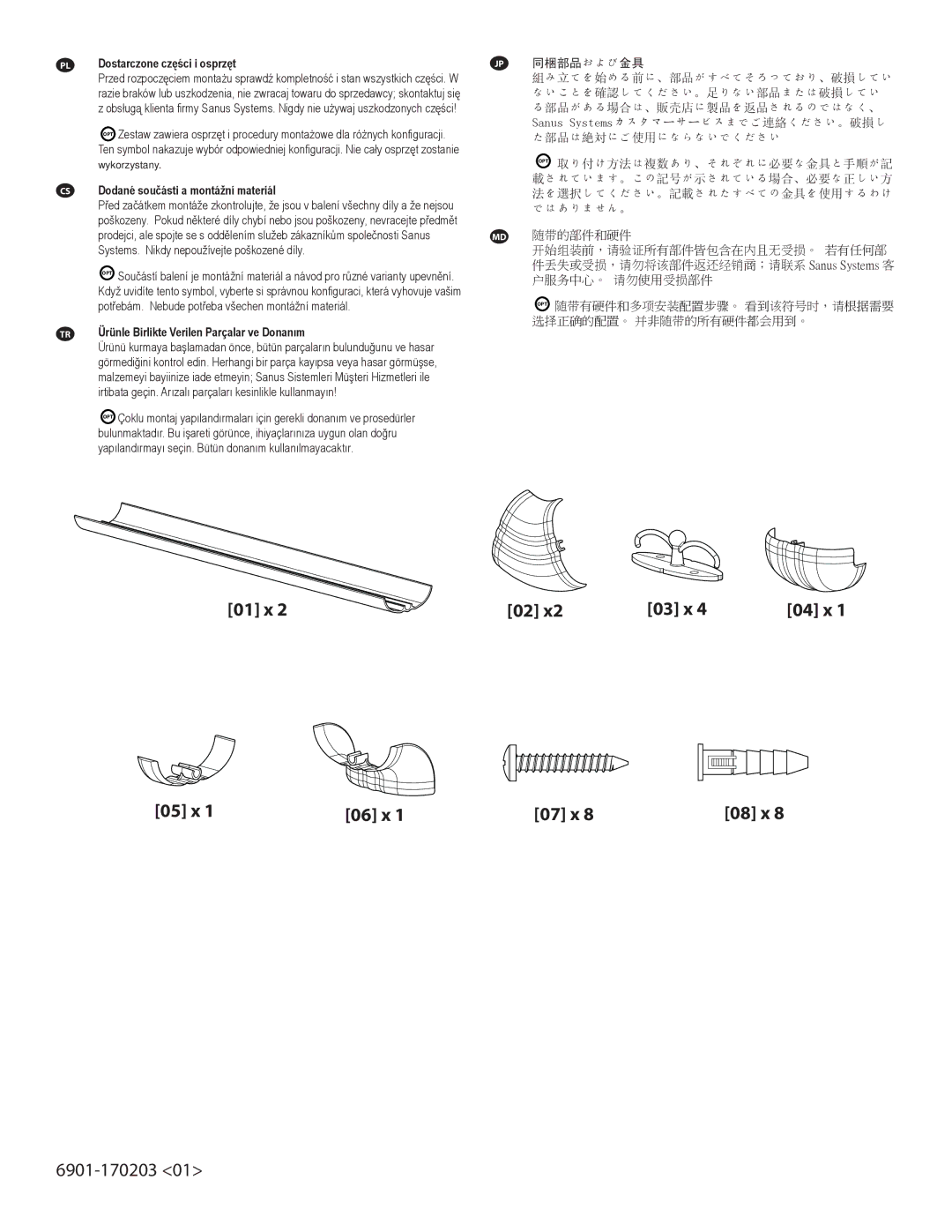 Sanus Systems ELM302 manual 01 x 03 x 