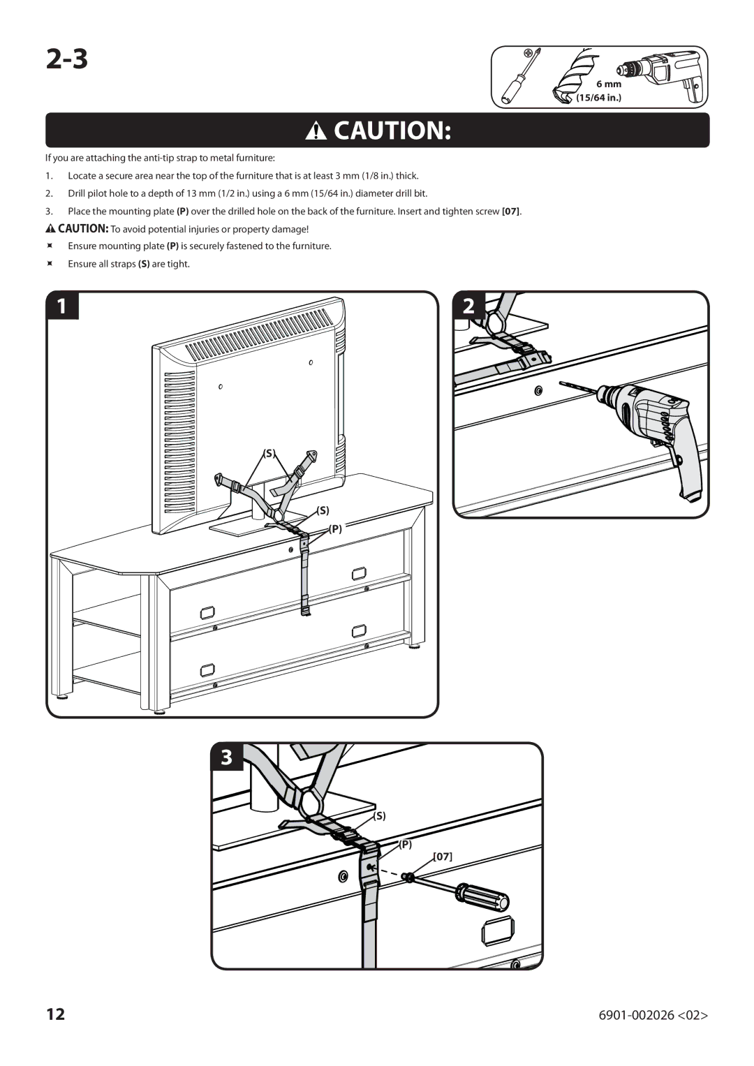 Sanus Systems ELM701 manual Mm 15/64 