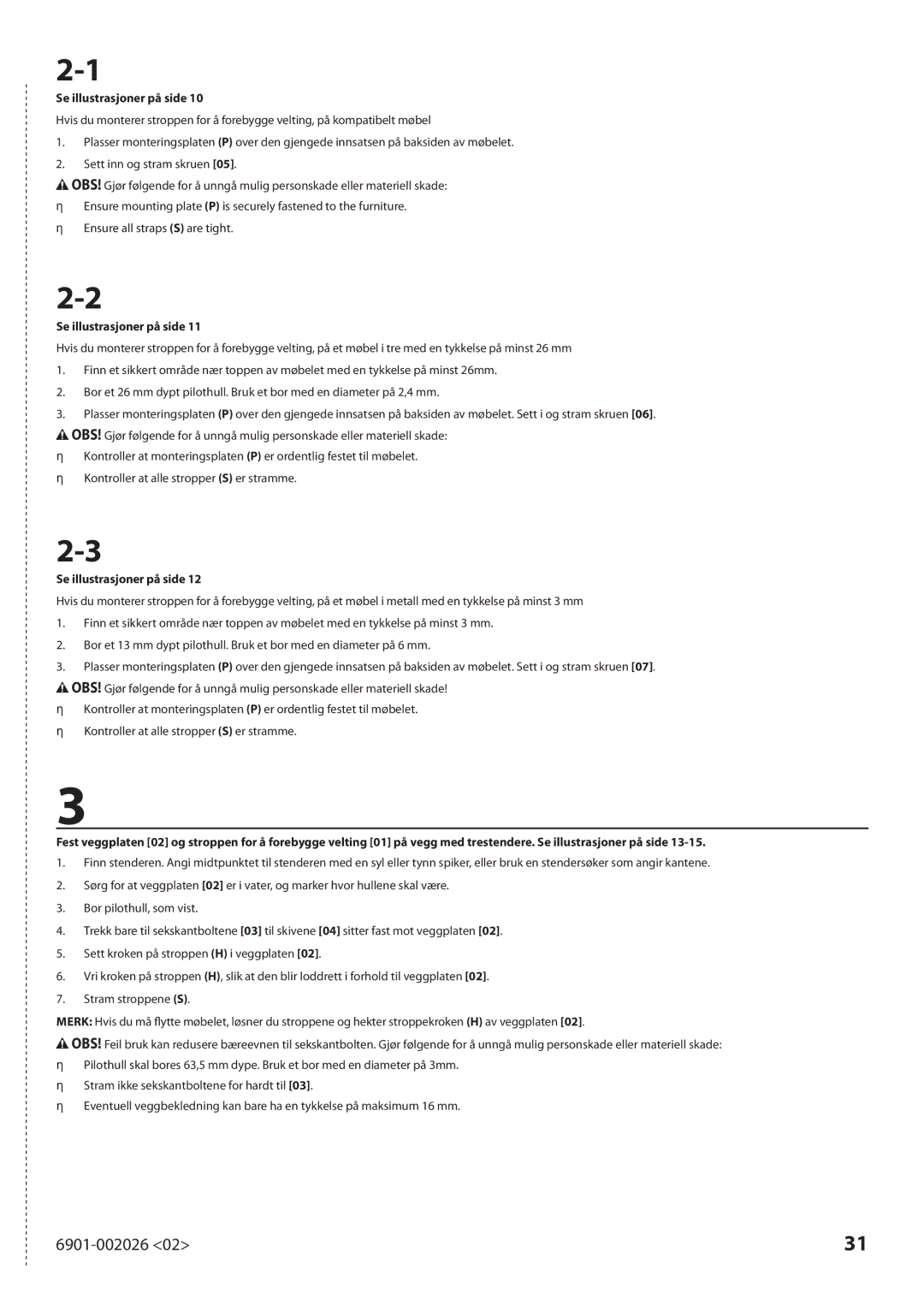 Sanus Systems ELM701 manual Se illustrasjoner på side 