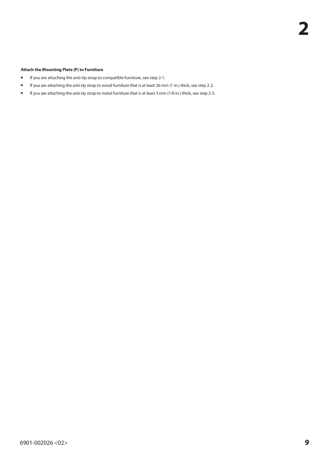 Sanus Systems ELM701 manual Attach the Mounting Plate P to Furniture 