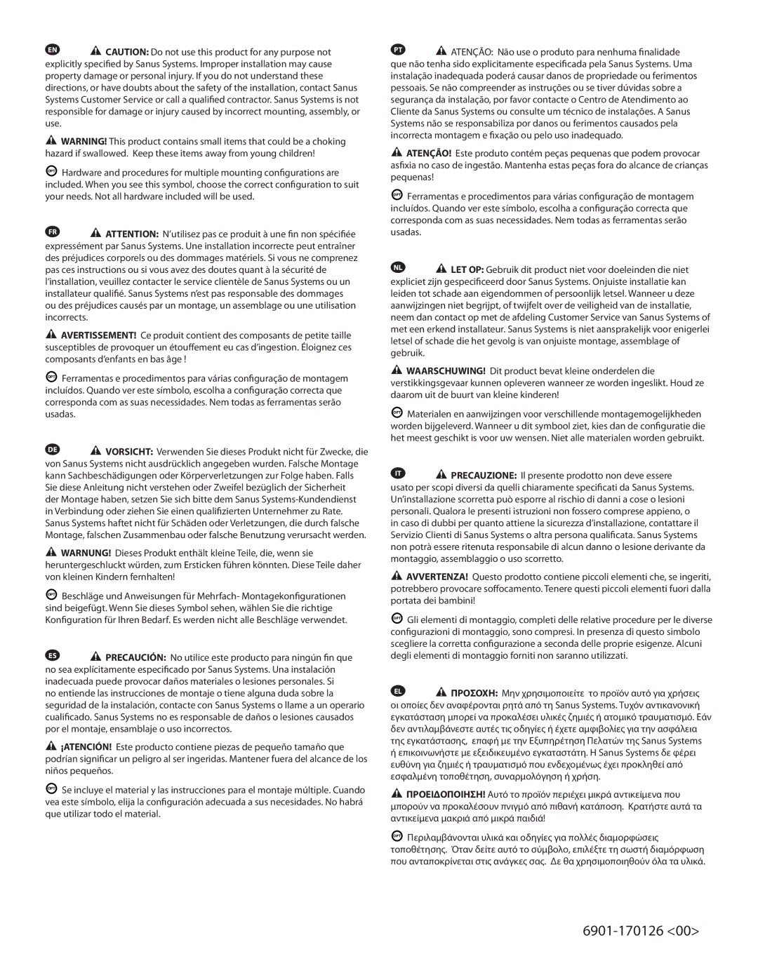 Sanus Systems FFMF2A manual 6901-170126 