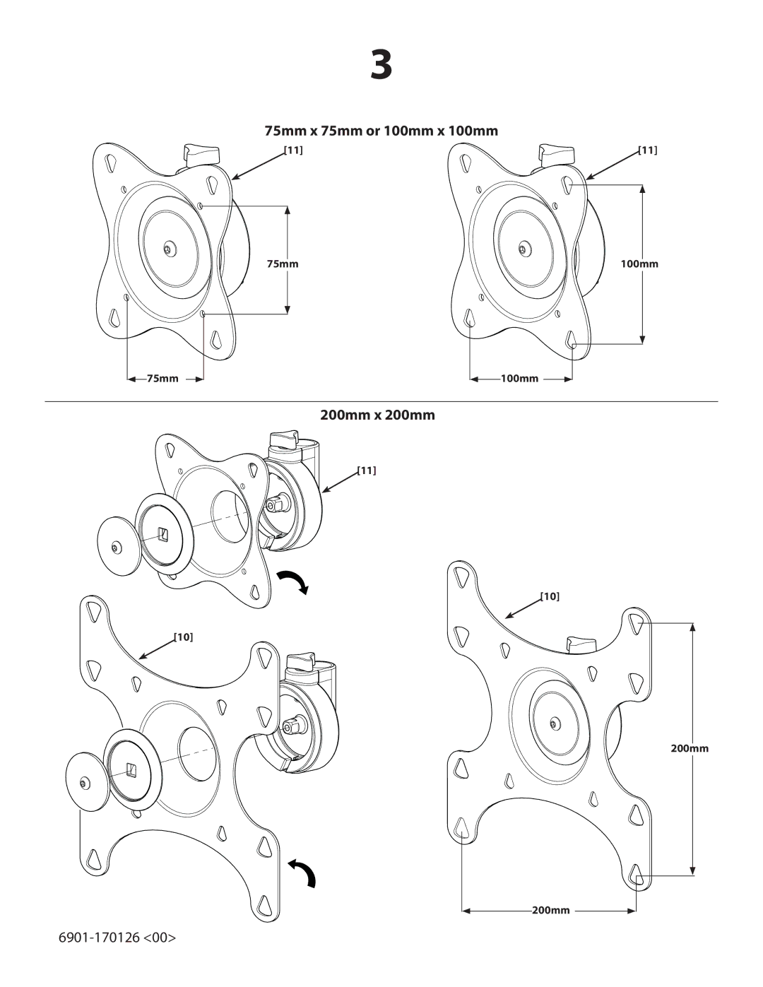 Sanus Systems FFMF2A manual 75mm x 75mm or 100mm x 100mm 