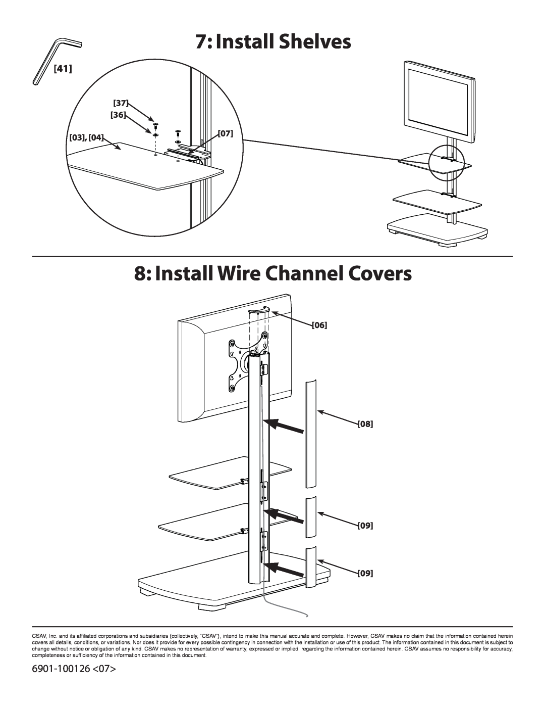 Sanus Systems FFMF2A manual Install Shelves, Install Wire Channel Covers, 6901-100126 