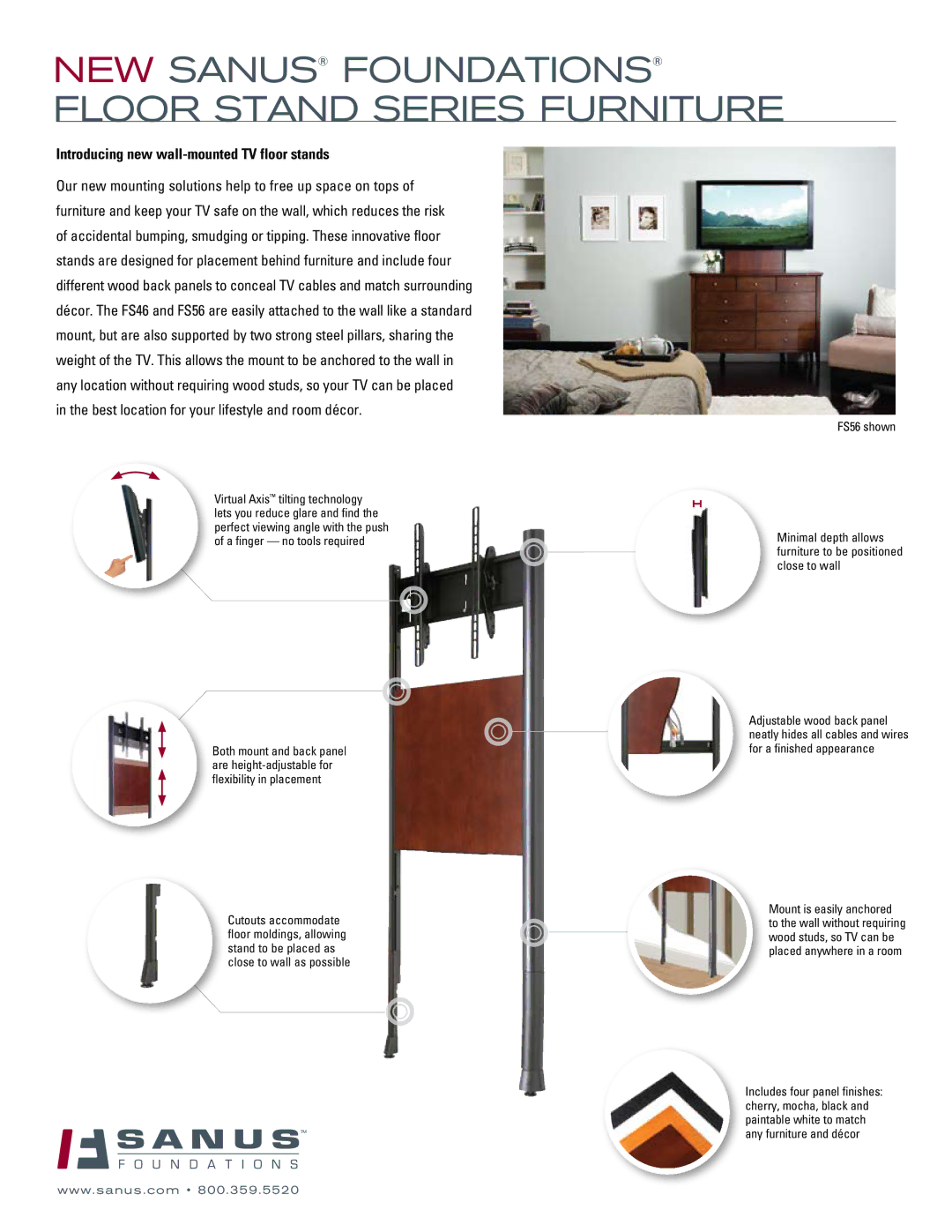 Sanus Systems FS45 manual Floor Stand Series Furniture 