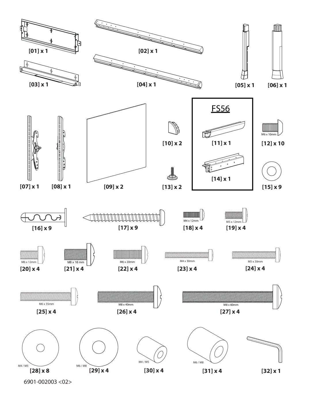 Sanus Systems FS56, FS46 important safety instructions 