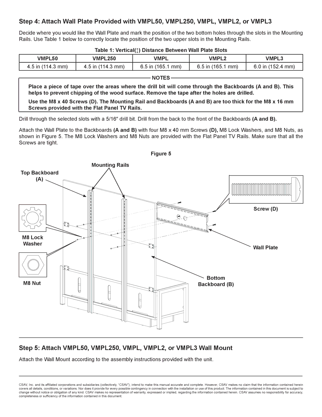 Sanus Systems JFBD1 manual Attach VMPL50, VMPL250, VMPL, VMPL2, or VMPL3 Wall Mount, VMPL50 VMPL250 Vmpl VMPL3 