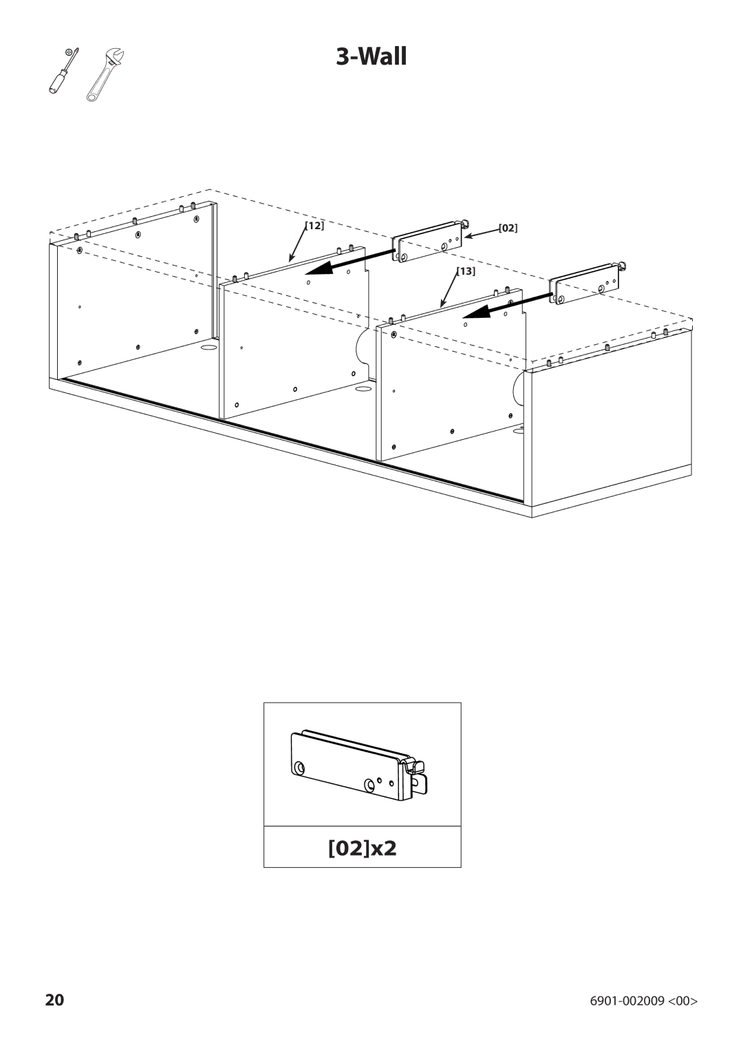 Sanus Systems JFV60 manual Wall, 02x2 