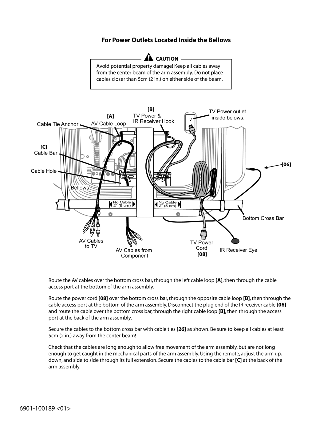 Sanus Systems LA112 manual For Power Outlets Located Inside the Bellows 