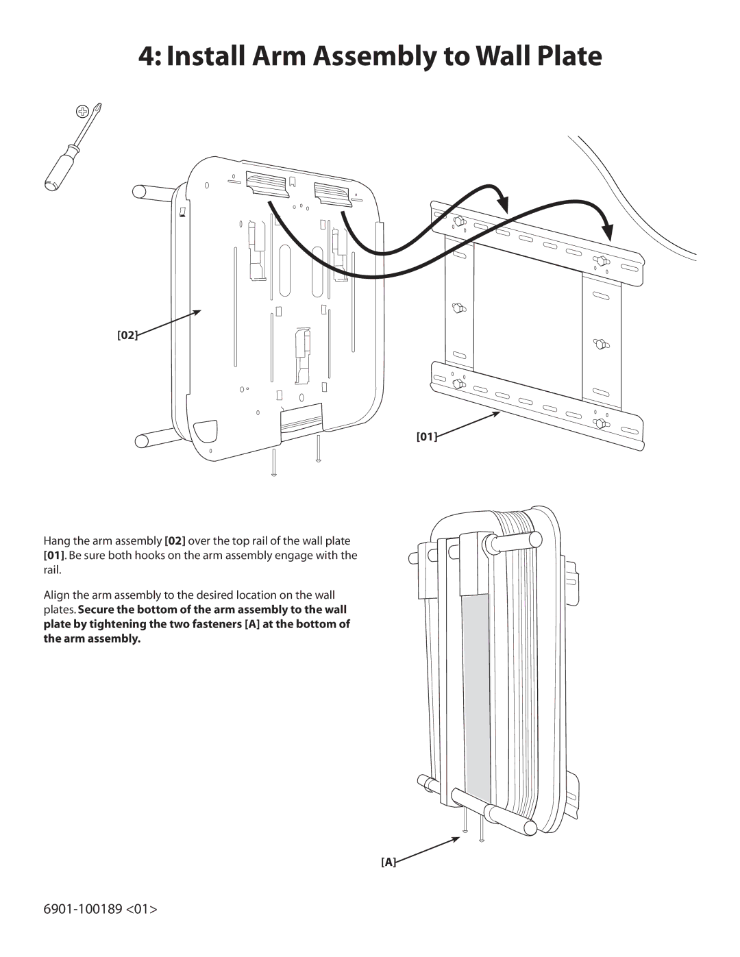 Sanus Systems LA112 manual Install Arm Assembly to Wall Plate 