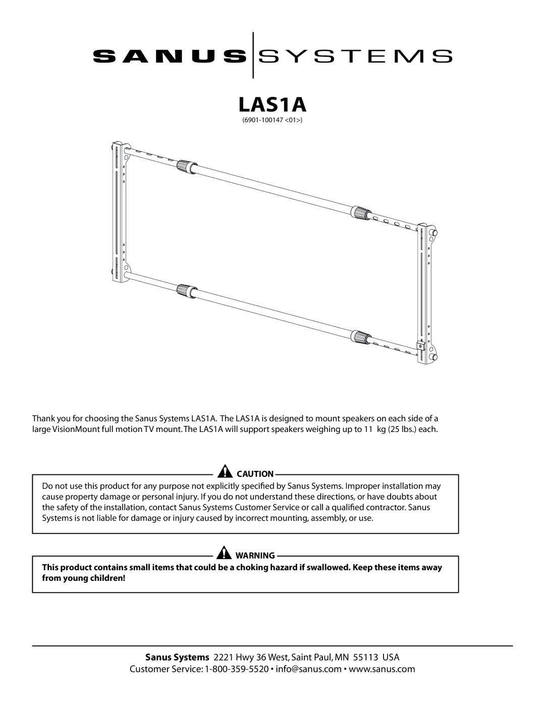 Sanus Systems LAS1A manual 