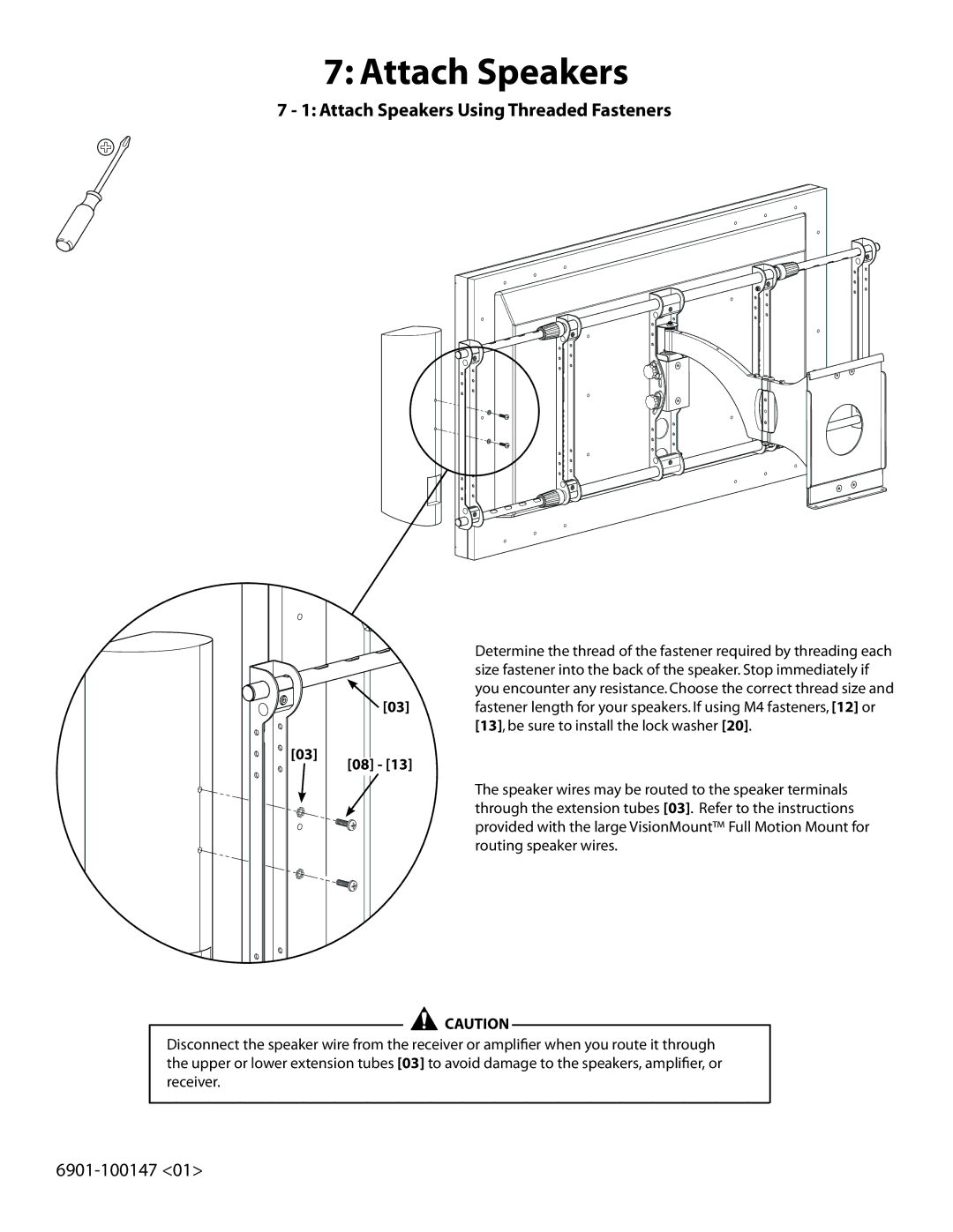 Sanus Systems LAS1A manual Attach Speakers Using Threaded Fasteners 