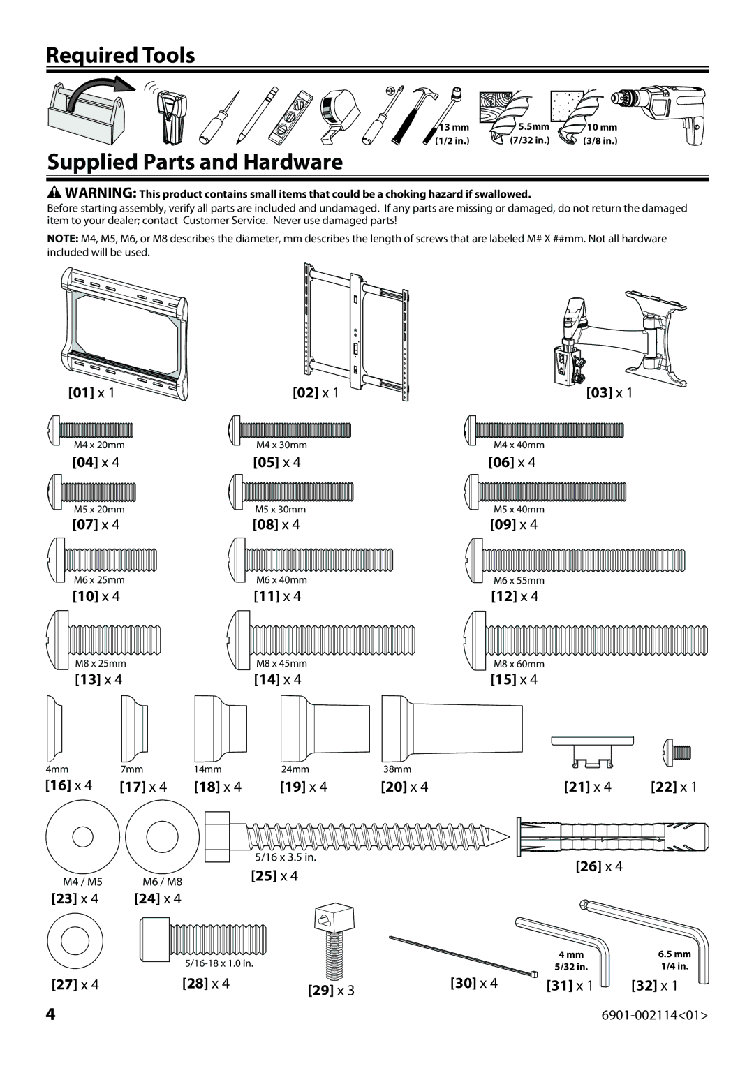 Sanus Systems LF228 instruction manual Required Tools 