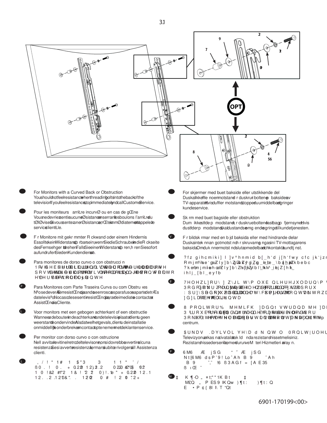 Sanus Systems LL22 For Monitors with a Curved Back or Obstruction, Pour les moniteurs à arrière incurvé ou en cas de gêne 