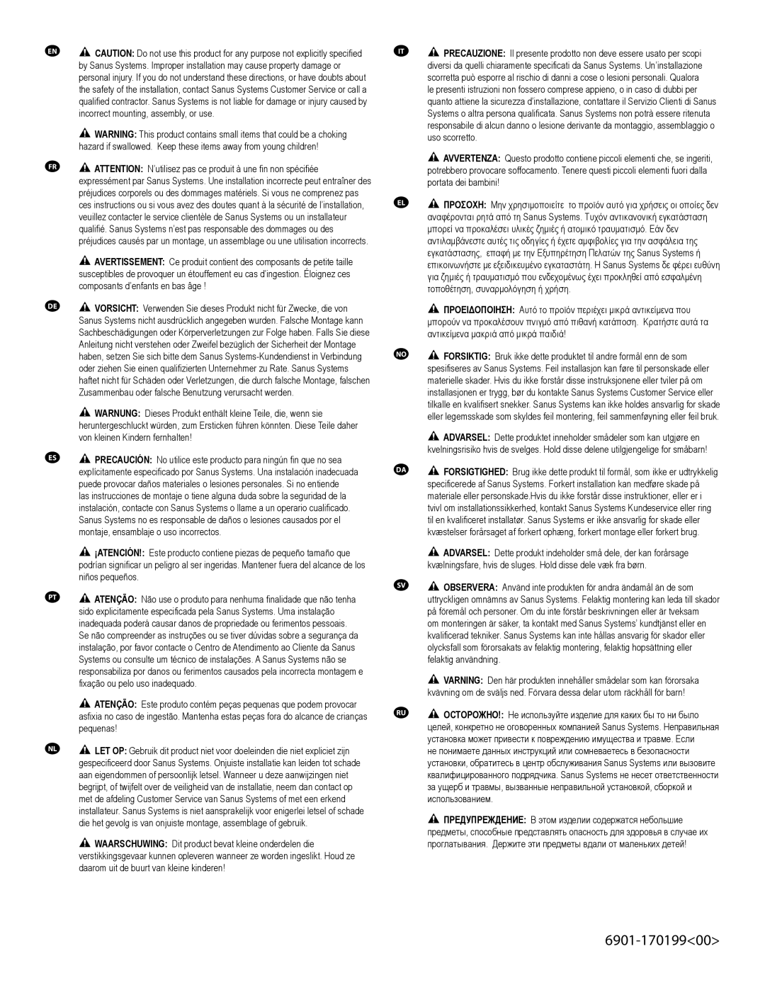 Sanus Systems LL22 manual 6901-17019900 