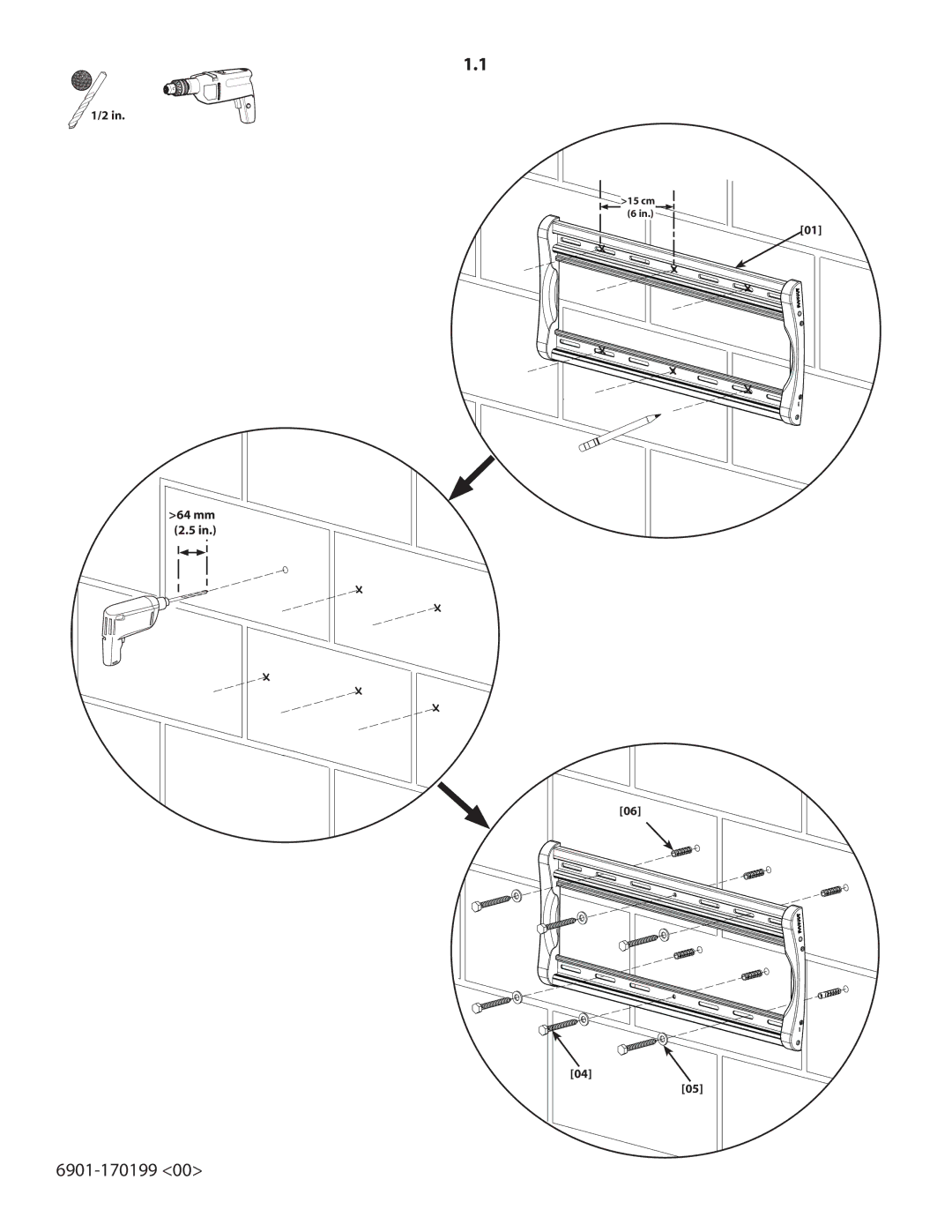 Sanus Systems LL22 manual 64 mm 2.5 