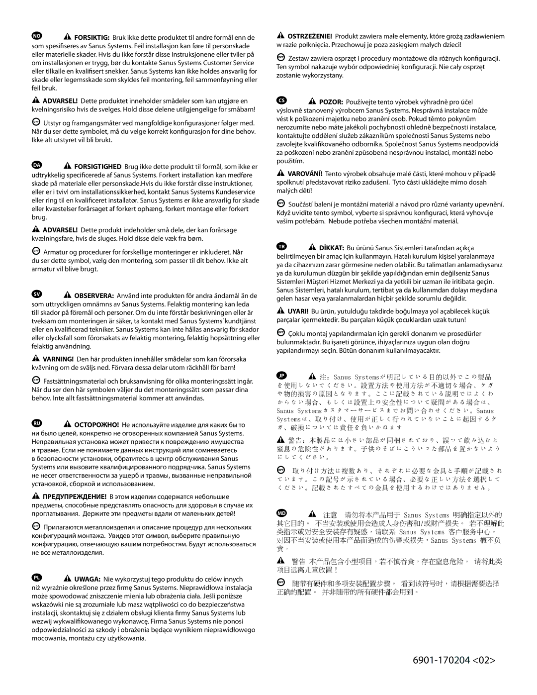 Sanus Systems LMT15 manual Yapılandırmayı seçin. Bütün donanım kullanılmayacaktır 