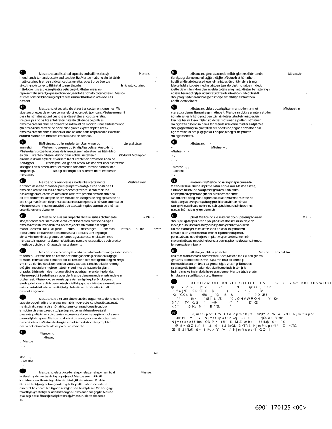 Sanus Systems LRF118-B1 manual Milestone AV Technologiesおよびその関連会社と支店総称してMilestoneは、本 