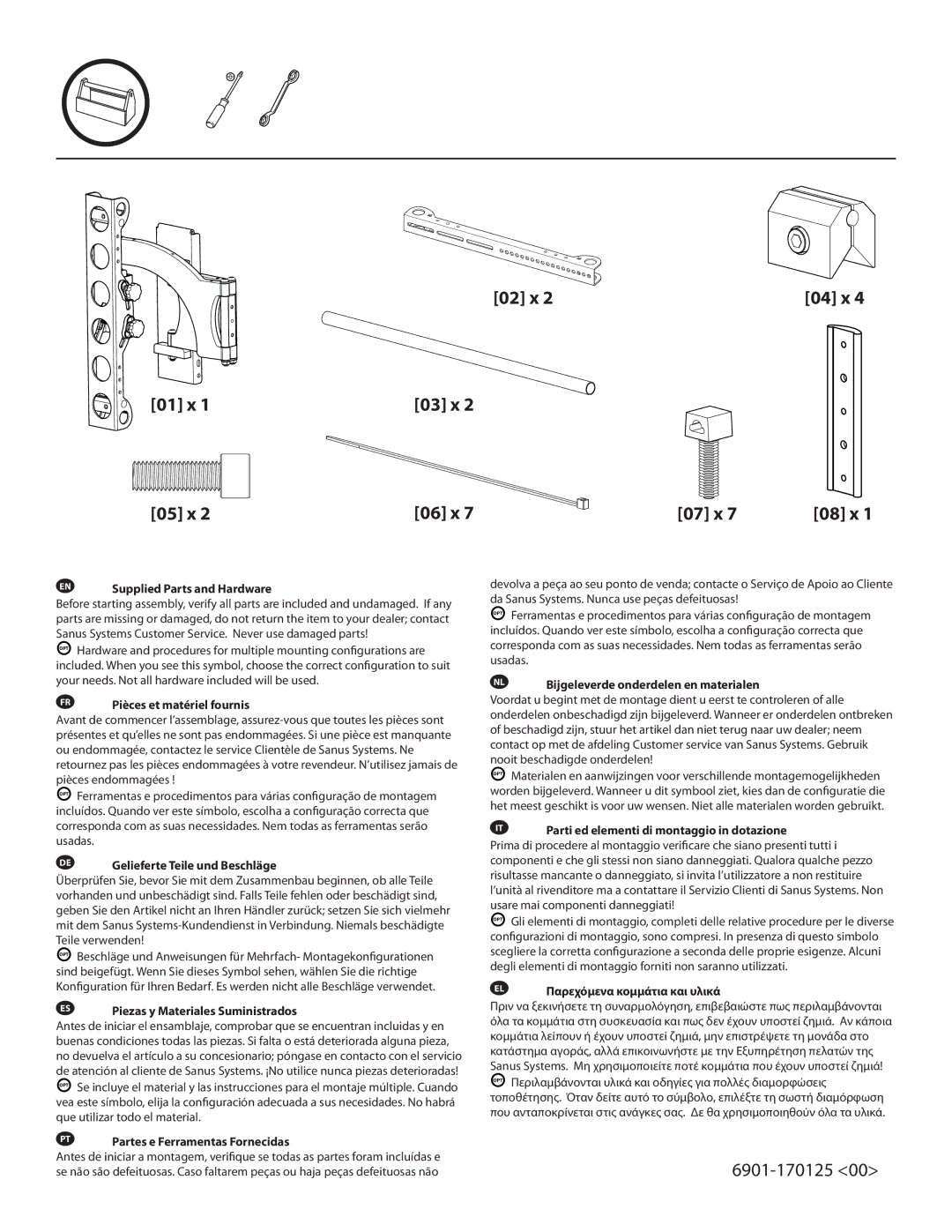 Sanus Systems LRF118-B1 manual 02 x 01 x 