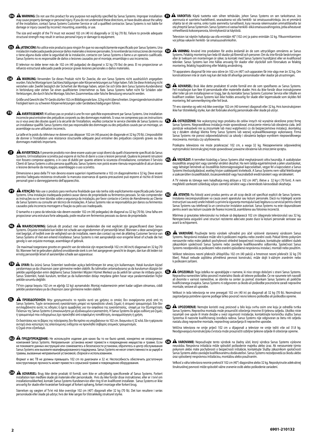 Sanus Systems MC1A manual 6901-210132 