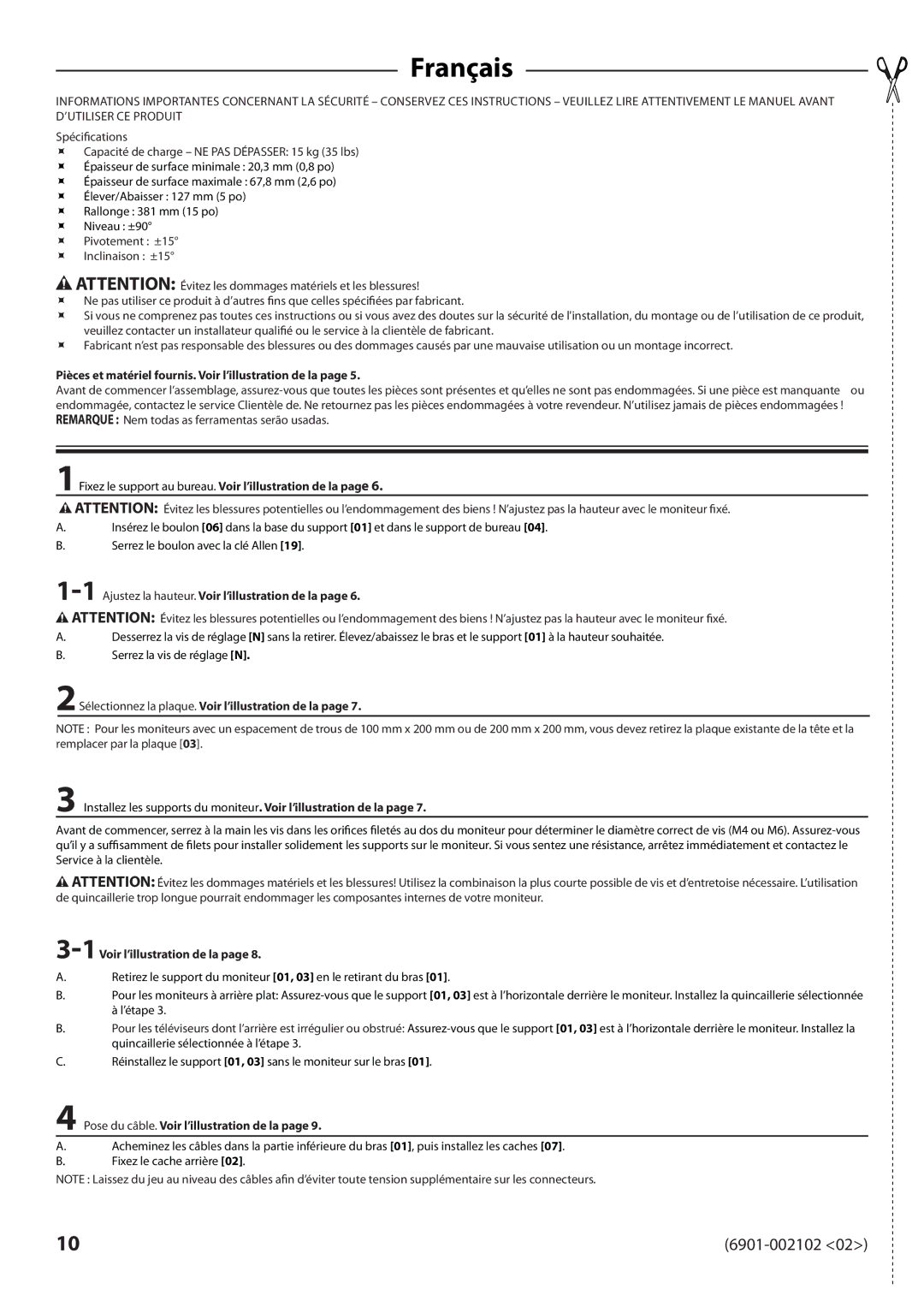 Sanus Systems MD115 manual Français 