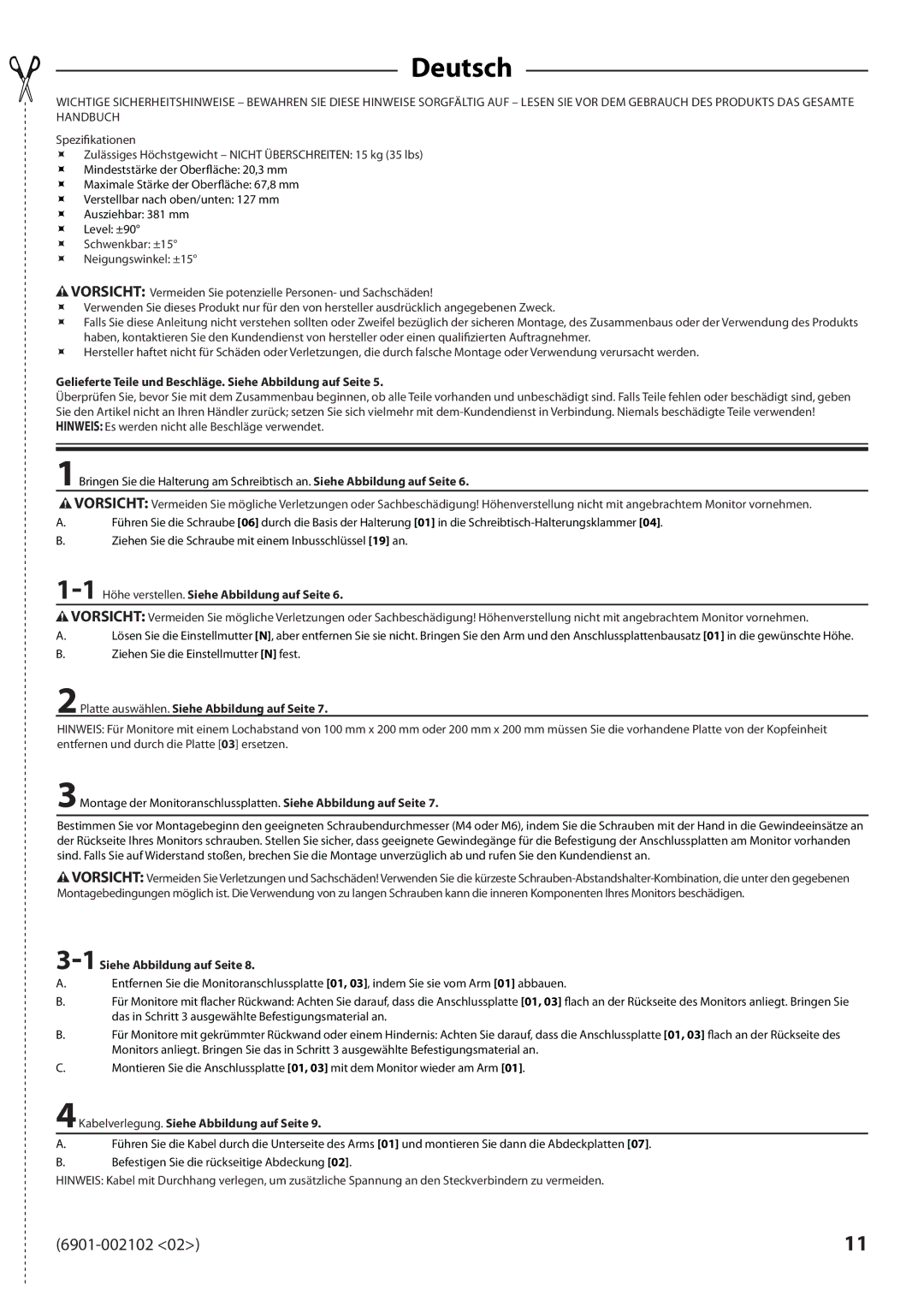 Sanus Systems MD115 manual Deutsch 