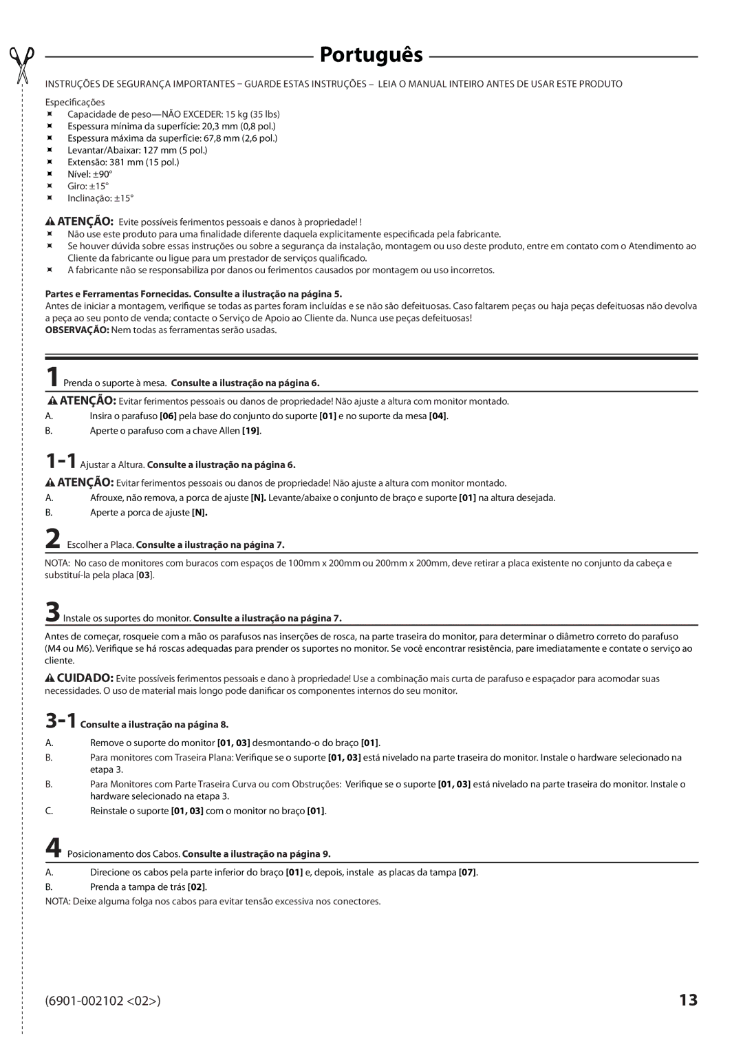 Sanus Systems MD115 manual Português 