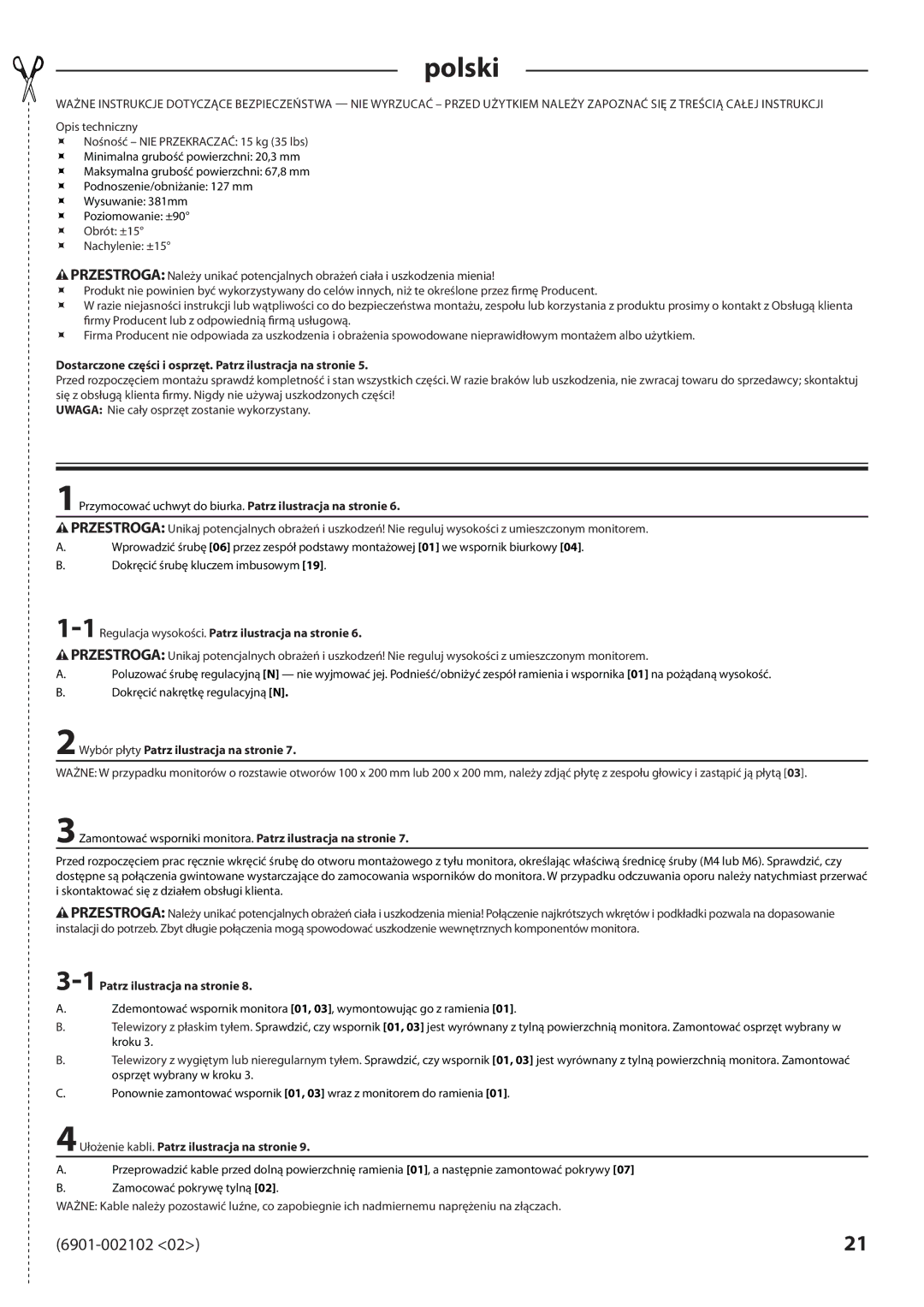 Sanus Systems MD115 manual Polski 