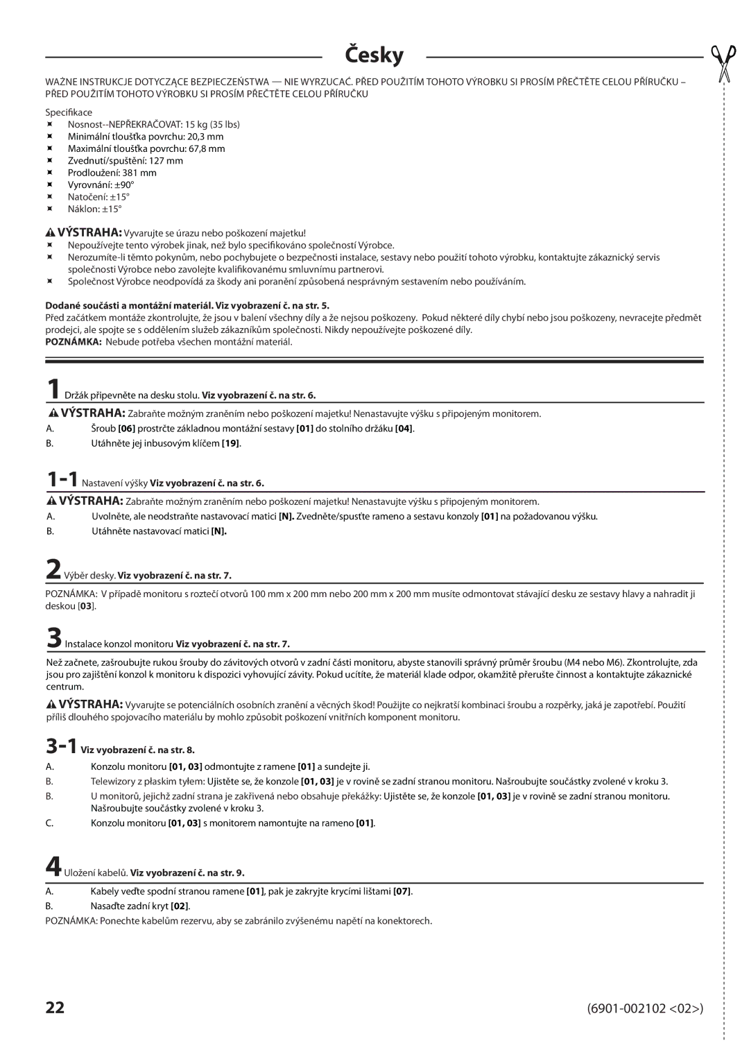 Sanus Systems MD115 manual Česky 