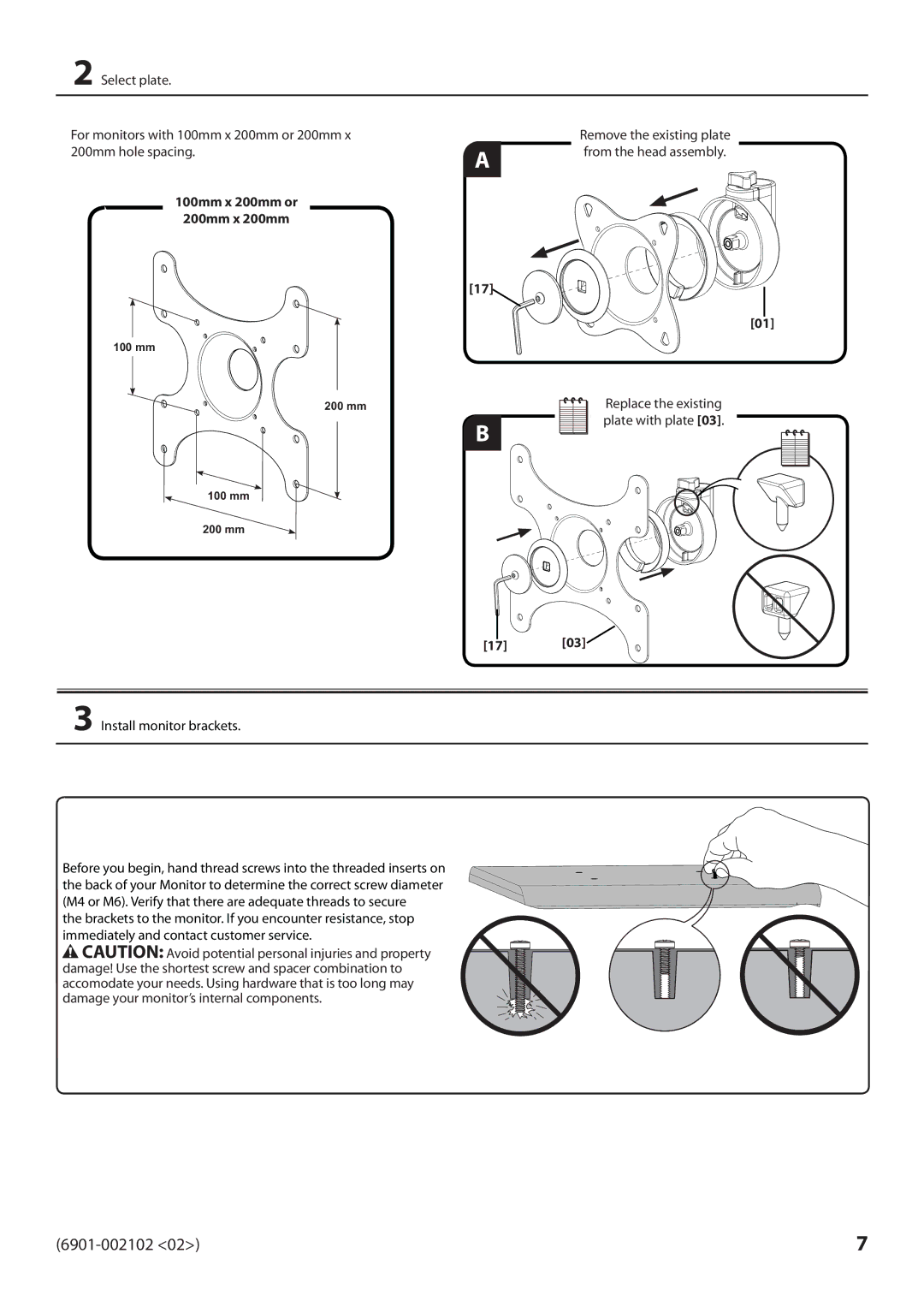 Sanus Systems MD115 manual 100mm x 200mm or 200mm x 200mm 