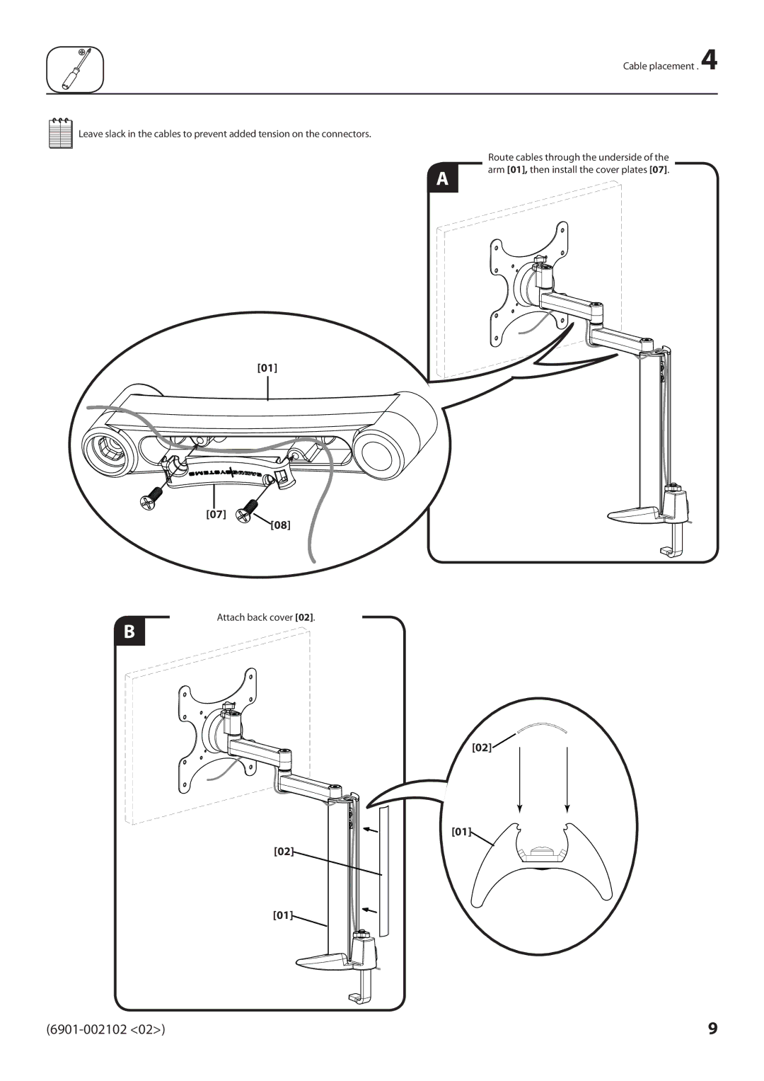 Sanus Systems MD115 manual Attach back cover 