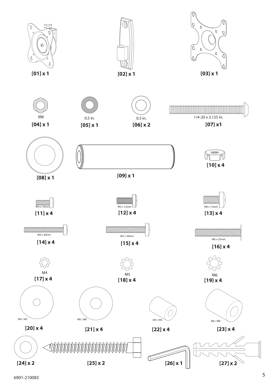 Sanus Systems MF203 manual 01 x 02 x 