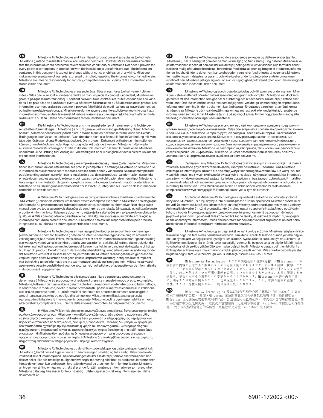 Sanus Systems ML11, LL11 important safety instructions Milestone AV Technologiesおよびその関連会社と支店総称してMilestoneは、本 