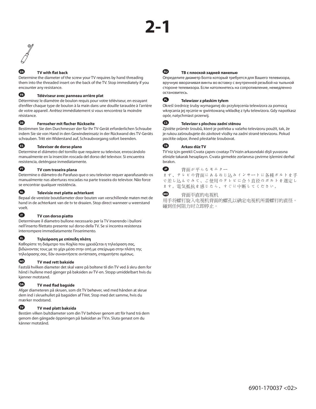 Sanus Systems ML22 manual Τηλεόραση με επίπεδη πλάτη 